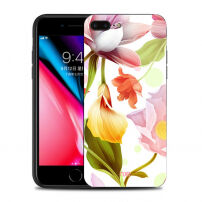 NXE ochranný kryt se zadní stranou ze tvrzeného skla pro Apple iPhone 8 Plus / 7 Plus - orchideje