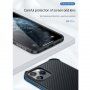 Kryt s texturou karbonových vláken a ochranným rámečkem pro iPhone 11 Pro - tmavě zelený