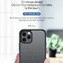 Kryt s texturou karbonových vláken a ochranným rámečkem pro iPhone 11 Pro Max - tmavě zelený