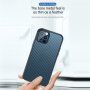 Kryt s texturou karbonových vláken a ochranným rámečkem pro iPhone 12 / 12 Pro - tmavě modrý