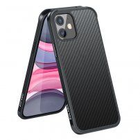 Kryt s texturou karbonových vláken a ochranným rámečkem pro iPhone 11 - černý