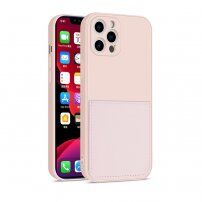 Ochranný kryt s kapsou na karty pro iPhone 12 Pro Max - růžový