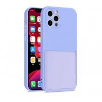 Ochranný kryt s kapsou na karty pro iPhone 12 Pro Max - fialový