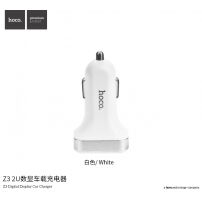 HOCO nabíječka do auta (5V/3.1A) se dvěma USB porty pro Apple iPhone / iPad / iPod - bílá