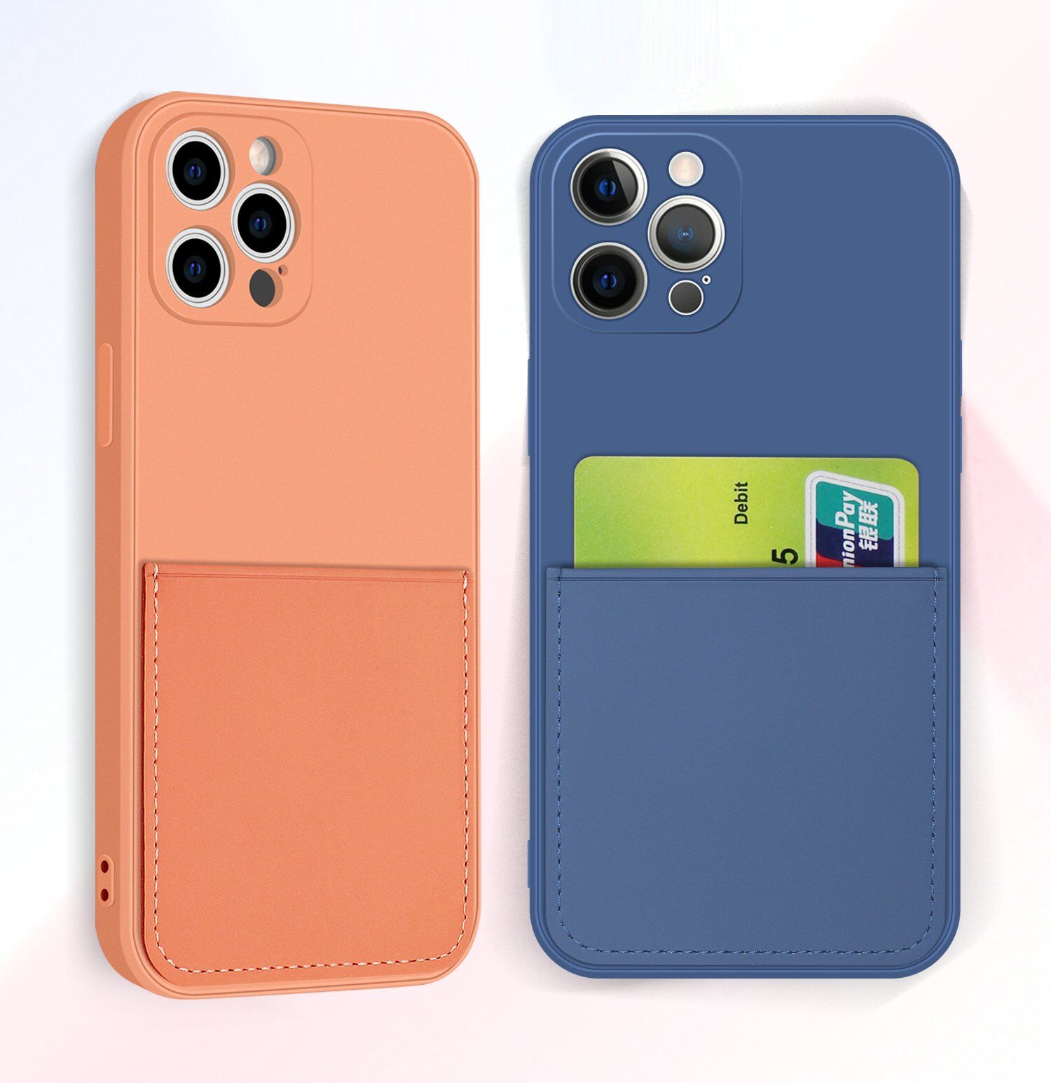 Ochranný kryt s kapsou na karty pro iPhone 12 Pro - tmavě modrý