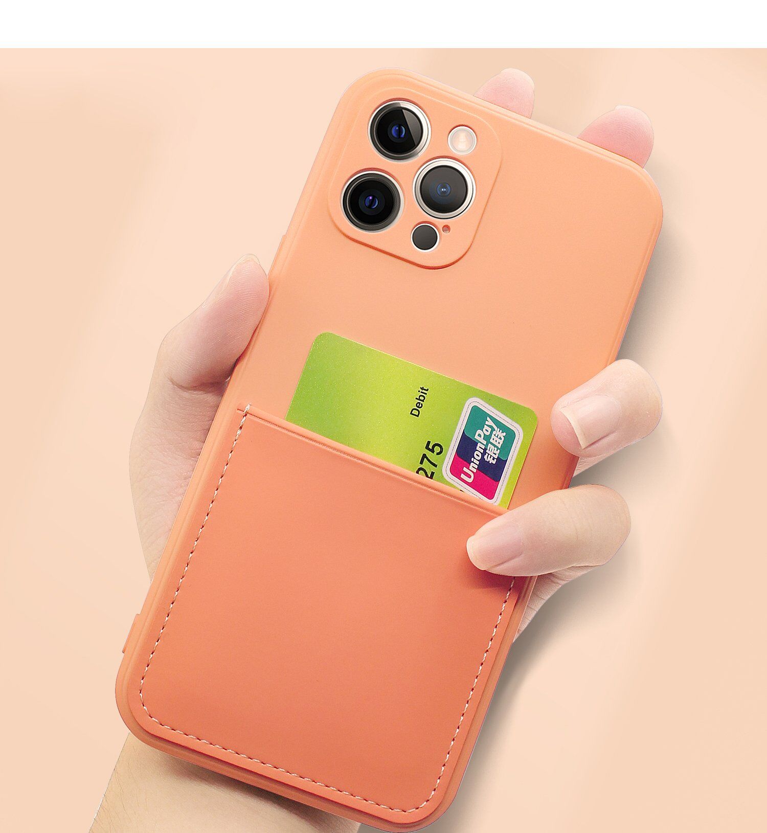 Ochranný kryt s kapsou na karty pro iPhone 12 Pro - červený