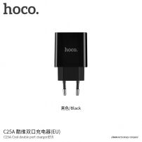 HOCO nabíječka / adaptér se dvěma USB porty a displejem pro Apple iPhone / iPod - černá
