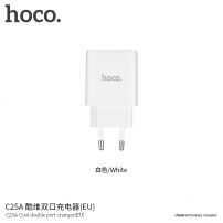 HOCO nabíječka / adaptér se dvěma USB porty a displejem pro Apple iPhone / iPod - bílá