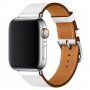 Kožený řemínek pro Apple Watch Ultra 49mm / 46mm / 45mm / 44mm / 42mm - bílý