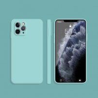 Silikonový ochranný kryt s rovnými hranami pro iPhone 11 Pro - světle modrý