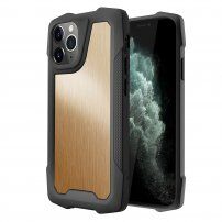 Odolný ochranný kryt z broušené nerezové oceli pro iPhone 11 Pro - zlatý