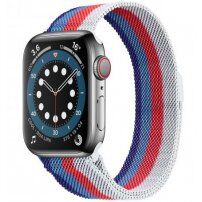 Čtyřbarevný řemínek milánský tah pro Apple Watch 42mm / 41mm / 40mm / 38mm - modro-červený