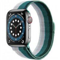 Čtyřbarevný řemínek milánský tah pro Apple Watch 42mm / 41mm / 40mm / 38mm - bílo-zelený