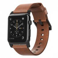 Nomad Horween Modern kožený řemínek pro Apple Watch Ultra 49mm / 46mm / 45mm / 44mm / 42mm - hnědý s černým zapínáním