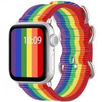 Nylonový řemínek s kovovými přezkami pro Apple Watch Ultra 49mm / 46mm / 45mm / 44mm / 42mm - duhový