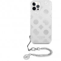 Guess Chain Peony kryt pro iPhone 12 Pro Max - stříbrný