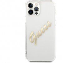 Guess Vintage Script Gold Logo kryt pro iPhone 12 Pro Max - zlatý