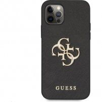 Guess Saffiano Big 4G Metal Logo kryt pro iPhone 12 Pro Max - černý