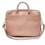 Guess Saffiano Vintage Script brašna pro MacBook do 16" - růžovozlatá