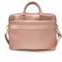 Guess Saffiano Vintage Script brašna pro MacBook do 16" - růžovozlatá