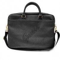 Guess Saffiano Vintage Script brašna pro MacBook do 16" - černá