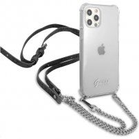 Guess Silver 4G Chain and Script kryt pro iPhone 12 Pro Max - stříbrný