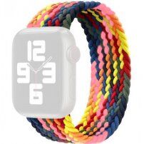 Nylonový řemínek s copánkovým vzorem pro Apple Watch 42mm / 41mm / 40mm / 38mm - S - tmavý duhový