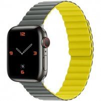 Silikonový magnetický řemínek pro Apple Watch 42mm / 41mm / 40mm / 38mm - šedožlutý