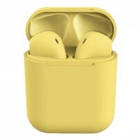 InPods 12 bezdrátová bluetooth sluchátka s nabíjecím pouzdrem pro Apple zařízení - žlutá