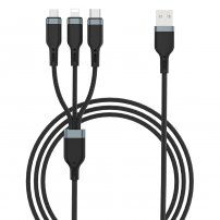 Wiwu 3v1 opletený datový a nabíjecí kabel USB-A / USB-C / Lightning / micro USB pro iPhone / iPad / iPod / AirPods - 1,2 m - černý