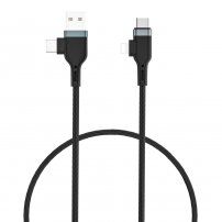 Wiwu 4v1 opletený datový a nabíjecí kabel USB-A / USB-C / Lightning pro iPhone / iPad / iPod / AirPods - 1,2 m - černý