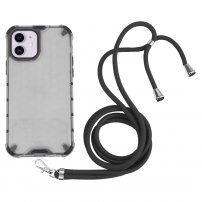 Nárazuvzdorný kryt se strukturou včelí plástve a šňůrkou pro iPhone 11 - šedý