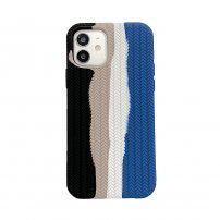 Silikonový kryt s copánkovým vzorem pro iPhone 11 Pro - modro-černý