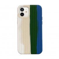 Silikonový kryt s copánkovým vzorem pro iPhone 11 Pro Max - zeleno-modrý
