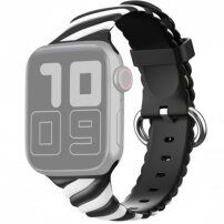 Propletený silikonový řemínek pro Apple Watch 42mm / 41mm / 40mm / 38mm - černobílý