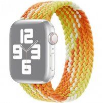 Nylonový řemínek s barevným copánkovým vzorem pro Apple Watch 42mm / 41mm / 40mm / 38mm - L - žlutooranžový