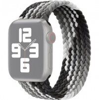 Nylonový řemínek s barevným copánkovým vzorem pro Apple Watch 42mm / 41mm / 40mm / 38mm - S - černý