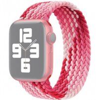 Nylonový řemínek s barevným copánkovým vzorem pro Apple Watch Ultra 49mm / 46mm / 45mm / 44mm / 42mm - XS - růžový