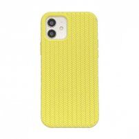 Silikonový kryt s copánkovým vzorem pro iPhone 11 Pro Max - žlutý