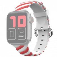 Propletený silikonový řemínek pro Apple Watch Ultra 49mm / 46mm / 45mm / 44mm / 42mm - bíločervený