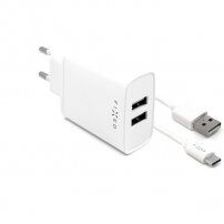 FIXED síťový adaptér Smart Rapid Charge 2x USB-A 15W s USB-A / USB -C kabelem pro iPhone / iPad