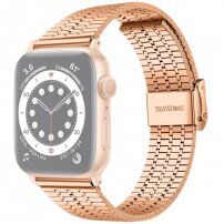 Široký řemínek z nerezové oceli pro Apple Watch 42mm / 41mm / 40mm / 38mm - růžovozlatý