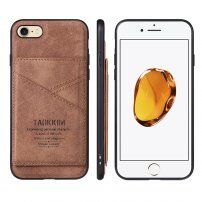 Taokkim ochranný kryt z PU kůže s kapsou v retro stylu pro iPhone 6 Plus / 6S Plus - hnědý