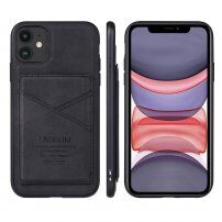 Taokkim ochranný kryt z PU kůže s kapsou v retro stylu pro iPhone 11 Pro Max - černý