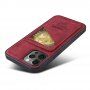 Taokkim ochranný kryt z PU kůže s kapsou v retro stylu pro iPhone 12 / 12 Pro - červený