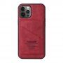 Taokkim ochranný kryt z PU kůže s kapsou v retro stylu pro iPhone 12 Pro Max - červený