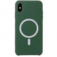 Silikonový kryt s MagSafe pro iPhone X / XS - tmavě zelený