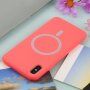 Silikonový kryt s MagSafe pro iPhone XR - korálový