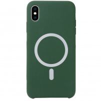 Silikonový kryt s MagSafe pro iPhone XS Max - tmavě zelený