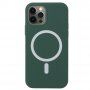 Silikonový kryt s podporou MagSafe nabíjení pro iPhone 13 Pro Max - tmavě zelený